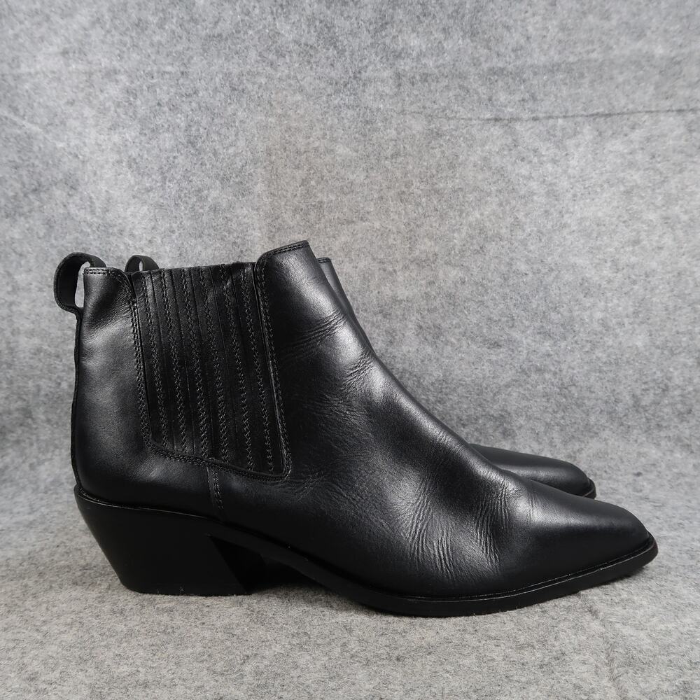 Asos Shoes Womens 9 Ankle Boot Chelsea Snip Toe Black Pull On Western Block Heel